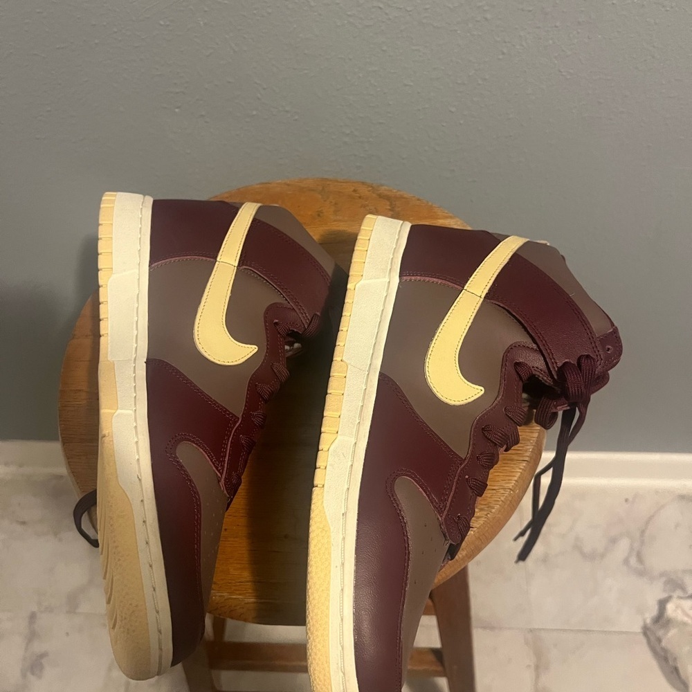 Nike Burgundy and Cream Athletic Shoes Nike Dunk High Plum Eclipse